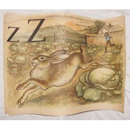 Živá abeceda písmeno z Z 1953 (školní výuková tabule)